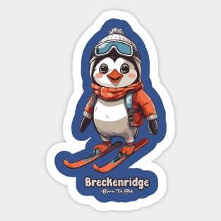 Cute Penguin Skiing Breckenridge Sticker